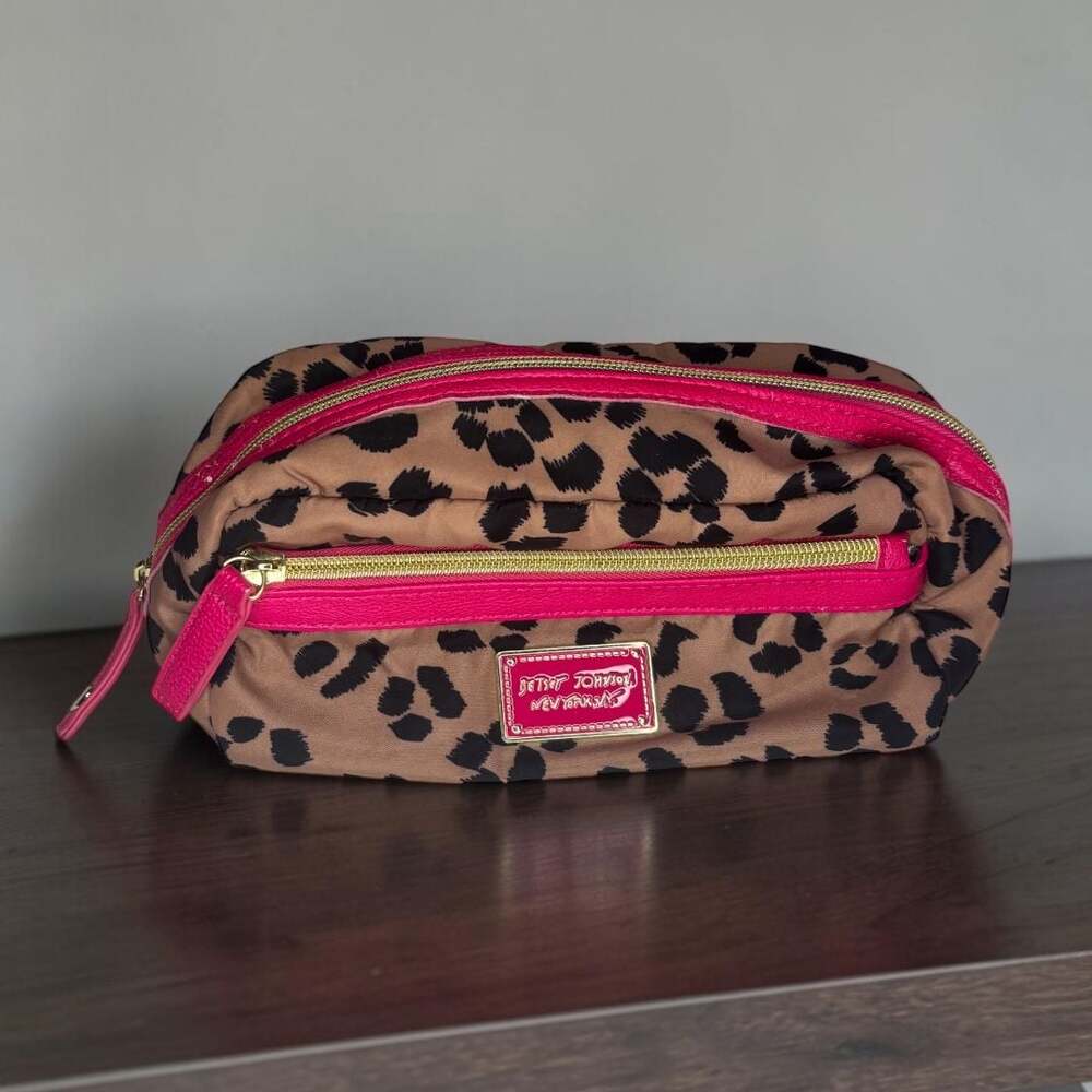 Betsey Johnson Leopard Print Cosmetic Makeup Bag